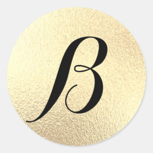 Monogram Initial Faux Gold Foil Classic Round Sticker