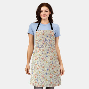 Monogram Initial Florals Butterflies Gift Her Apron