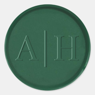 Monogram Initial Forest Green Wax Seal Sticker