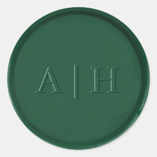 Monogram Initial Forest Green Wax Seal Sticker