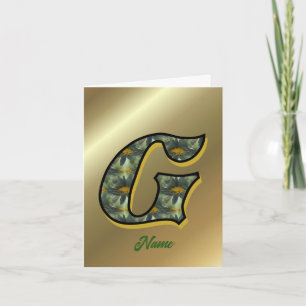 Monogram Initial G Daisies Art Personalized Note Card