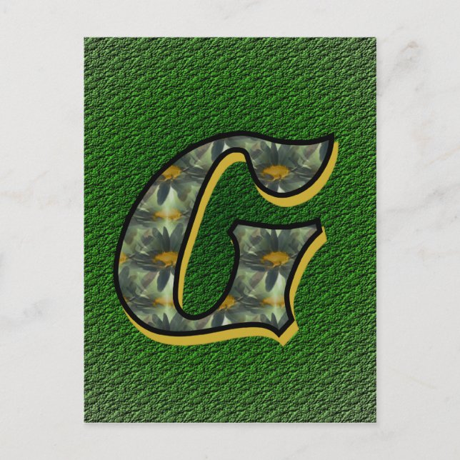 Monogram Initial G Daisies Flower Art Postcard (Front)