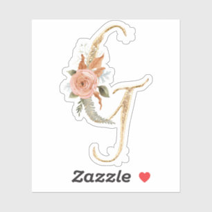 Monogram Initial G Gold Glitter Peony Rose Floral