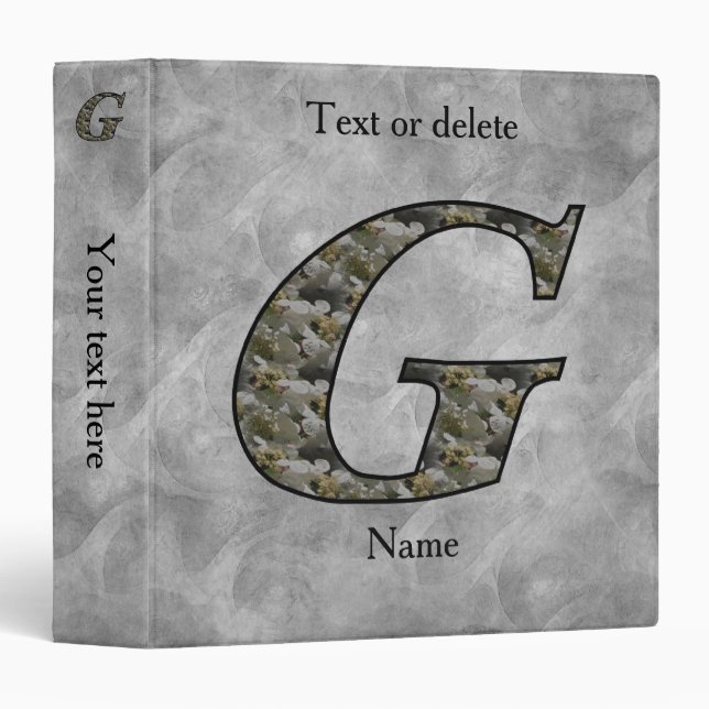Monogram Initial G Hydrangea Flowers Personalized Binder (Front/Spine)