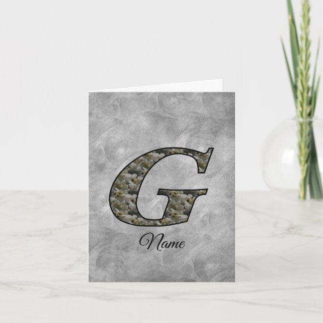 Monogram Initial G Hydrangea Flowers Personalized Note Card (Front)