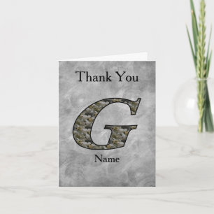 Monogram Initial G Hydrangea Flowers Personalized Thank You Card