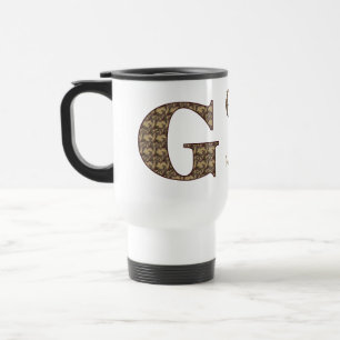 Monogram Initial G Vintage Floral Personalized Travel Mug