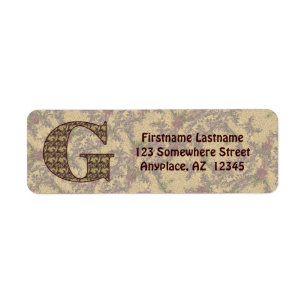 Monogram Initial G Vintage Floral Return Address