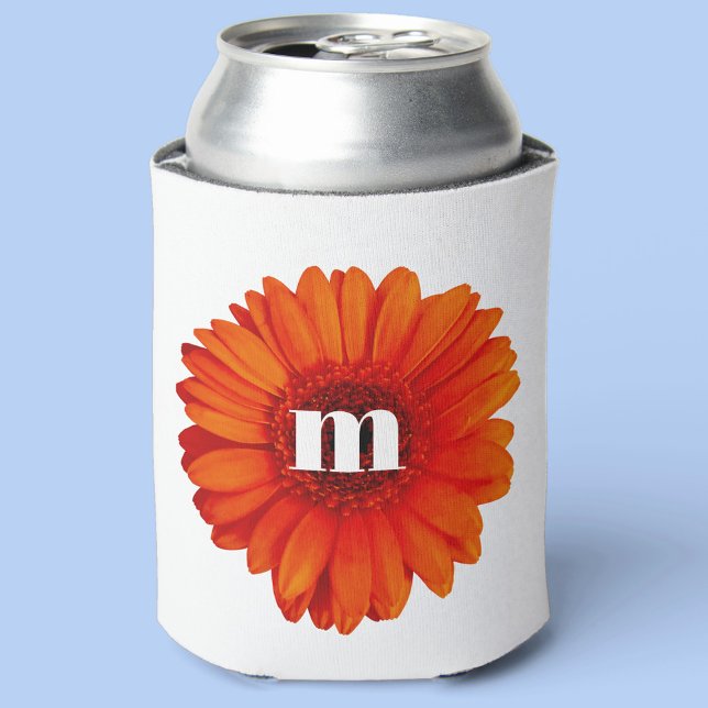 Monogram Initial Gerbera Daisy Can Cooler (Creator Uploaded)