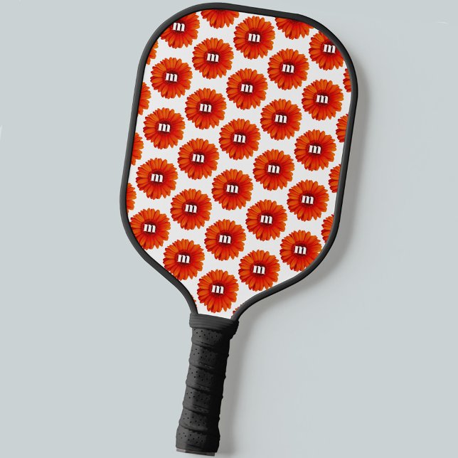 Monogram Initial Gerbera Daisy Pickleball Paddle (Creator Uploaded)