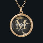 Monogram Initial Gold Black Marble Gold Plated Necklace<br><div class="desc">Give an extra special gift that shows you really put some thought into it with this easy-to-personalize gold,  black,  and marble necklace. Simply pop in your monogram initials and it's ready to go! Great gift for holidays,  birthdays,  retirement parties,  graduation,  and more! (OR... .just because :)</div>