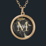 Monogram Initial Gold Black Marble Gold Plated Necklace<br><div class="desc">Give an extra special gift that shows you really put some thought into it with this easy-to-personalize gold,  black,  and marble necklace. Simply pop in your monogram initials and it's ready to go! Great gift for holidays,  birthdays,  retirement parties,  graduation,  and more! (OR... .just because :)</div>