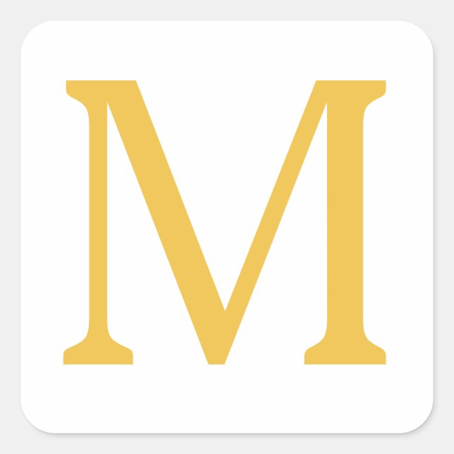 Monogram Initial Gold Golden Yellow Custom Name  Square Sticker (Front)