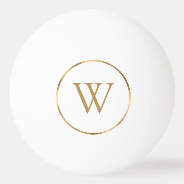 Monogram Initial Gold Modern Ping Pong Ball (Front)