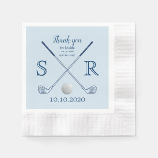 Monogram Initial Golf Clubs Cocktail Party Napkins