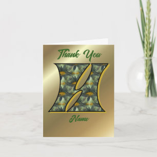 Monogram Initial H Daisies Art Personalized Thank You Card