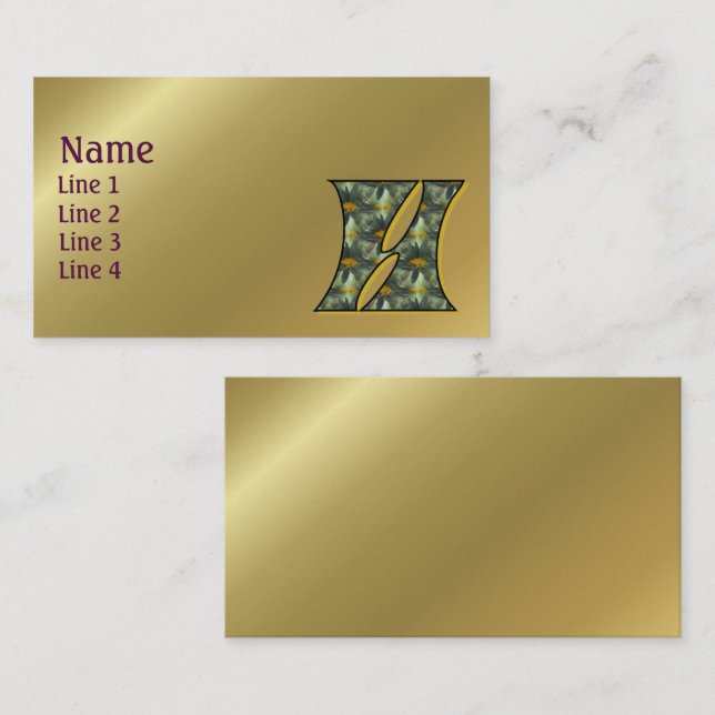 Monogram Initial H Daisies Floral Art Business Card (Front/Back)
