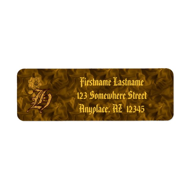 Monogram Initial H Gold Peony Return Address  (Front)