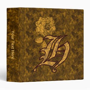 Monogram Initial H Gold Satin Peony Personalized Binder