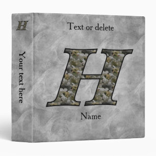 Monogram Initial H Hydrangea Flowers Personalized Binder