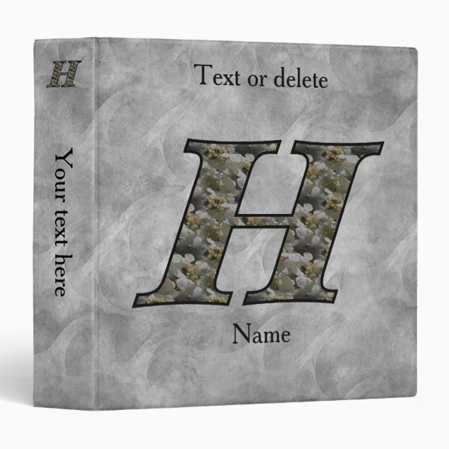 Monogram Initial H Hydrangea Flowers Personalized Binder (Front/Spine)