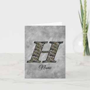 Monogram Initial H Hydrangea Flowers Personalized Note Card