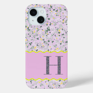 MONOGRAM INITIAL H LILAC LITTLE FLOWERS iPhone 15 CASE