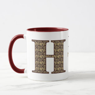 Monogram Initial H Vintage Floral Personalized Mug