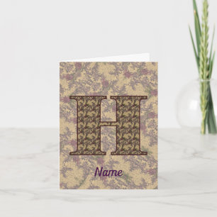 Monogram Initial H Vintage Floral Personalized Note Card