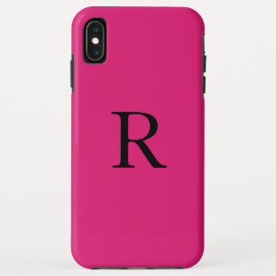 Monogram Initial Hot Pink Solid Colour Girly iPhone XS Max Case