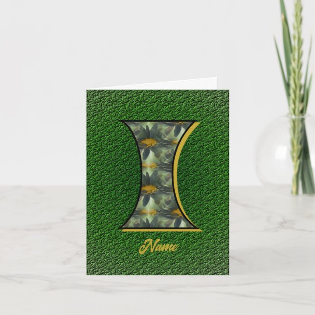 Monogram Initial I Daisies Art Personalized Note Card (Front)