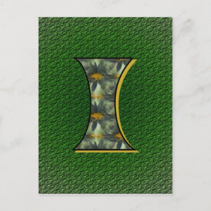 Monogram Initial I Daisies Flower Art Postcard