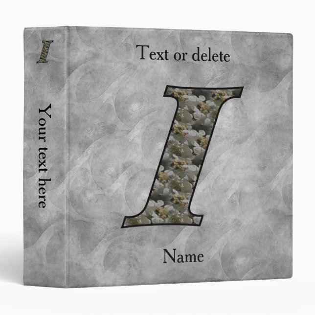 Monogram Initial I Hydrangea Flowers Personalized Binder (Front/Spine)