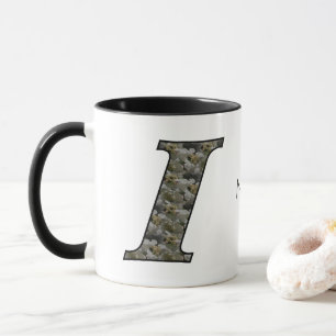Monogram Initial I Hydrangea Flowers Personalized Mug