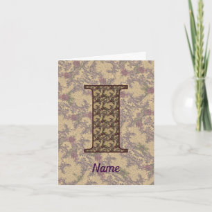 Monogram Initial I Vintage Floral Personalized Note Card