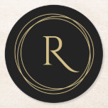 Monogram Initial in Circles Round Paper Coaster<br><div class="desc">Coasters feature your monogram initial inside circles on any shape absorbent heavy pulp board paper coasters measure 4" x 4" - Set of 6. Cool accent to your home decor, bar or give as a gift. Fun housewarming gift! Use the Customize Further link to add or delete text, change fonts,...</div>
