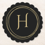 Monogram Initial in Circles Scalloped Round Paper Coaster<br><div class="desc">Coasters feature your monogram initial inside circles on any shape absorbent heavy pulp board paper coasters measure 4" x 4" - Set of 6. Cool accent to your home decor, bar or give as a gift. Fun housewarming gift! Use the Customize Further link to add or delete text, change fonts,...</div>