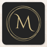 Monogram Initial in Circles Square Paper Coaster<br><div class="desc">Coasters feature your monogram initial inside circles on any shape absorbent heavy pulp board paper coasters measure 4" x 4" - Set of 6. Cool accent to your home decor, bar or give as a gift. Fun housewarming gift! Use the Customize Further link to add or delete text, change fonts,...</div>