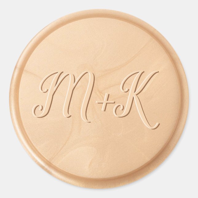 Monogram Initial Ivory Wheat Wax Seal Sticker (Front)