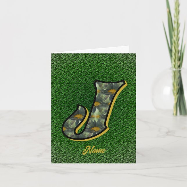 Monogram Initial J Daisies Art Personalized Note Card (Front)
