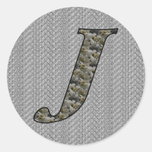 Monogram Initial J Hydrangea Flowers Classic Round Sticker