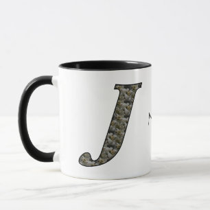 Monogram Initial J Hydrangea Flowers Personalized Mug