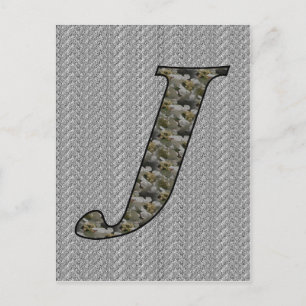 Monogram Initial J Hydrangea Flowers Postcard