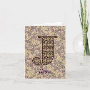 Monogram Initial J Vintage Floral Personalized Note Card