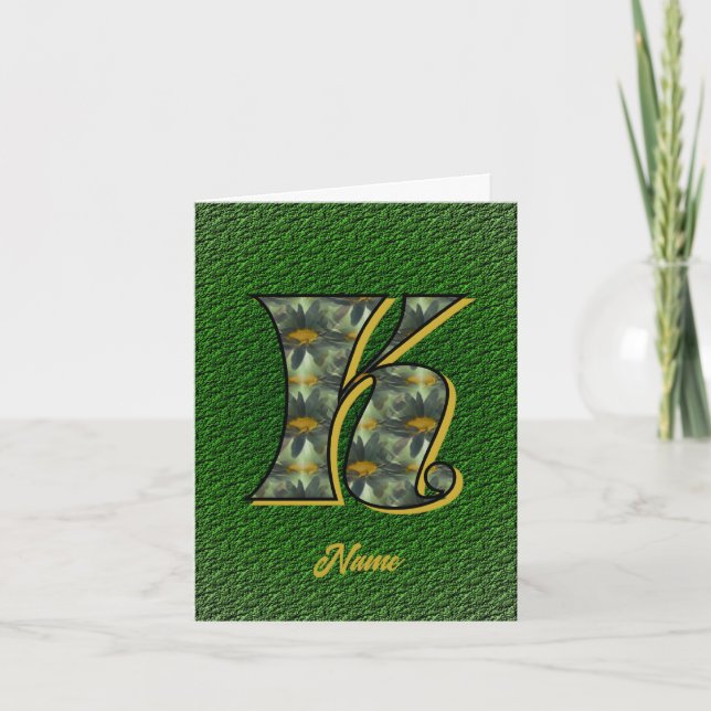 Monogram Initial K Daisies Art Personalized Note Card (Front)