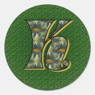 Monogram Initial K Daisies Flower Art Classic Round Sticker