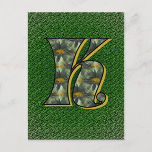Monogram Initial K Daisies Flower Art Postcard
