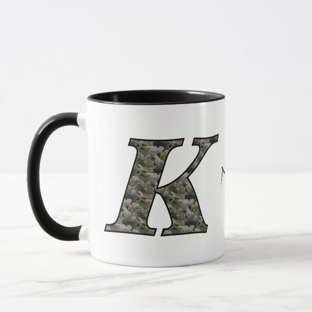 Monogram Initial K Hydrangea Flowers Personalized Mug (Left)