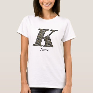 Monogram Initial K Hydrangea Flowers Personalized T-Shirt