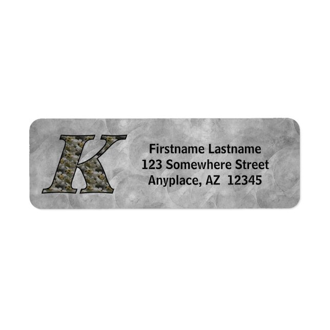 Monogram Initial K Hydrangea Return Address  (Front)